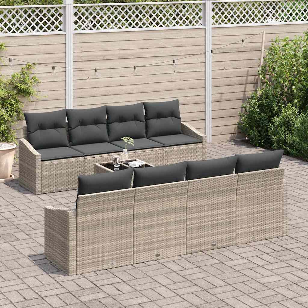 Garten-Sofa-Set 7 pcs Hellgrau und Dunkelgrau 55 x 55 x 37 cm